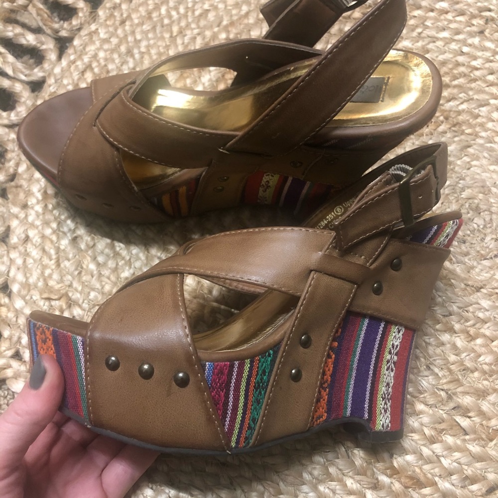 Not Rated Boho Style Wedges. Worn one time.